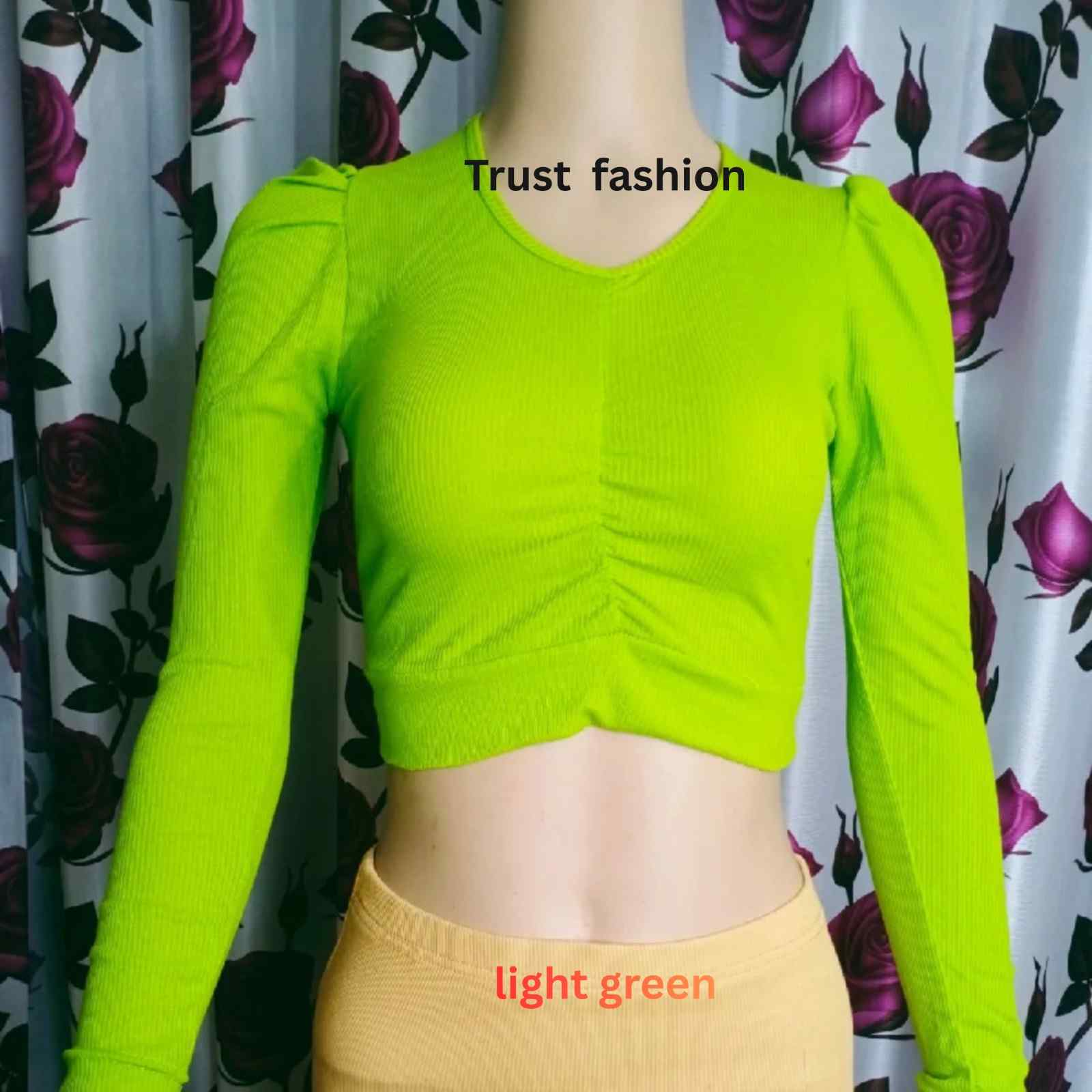 ফুল হাতা ফুল ক্রপ টপ ব্লাউজ