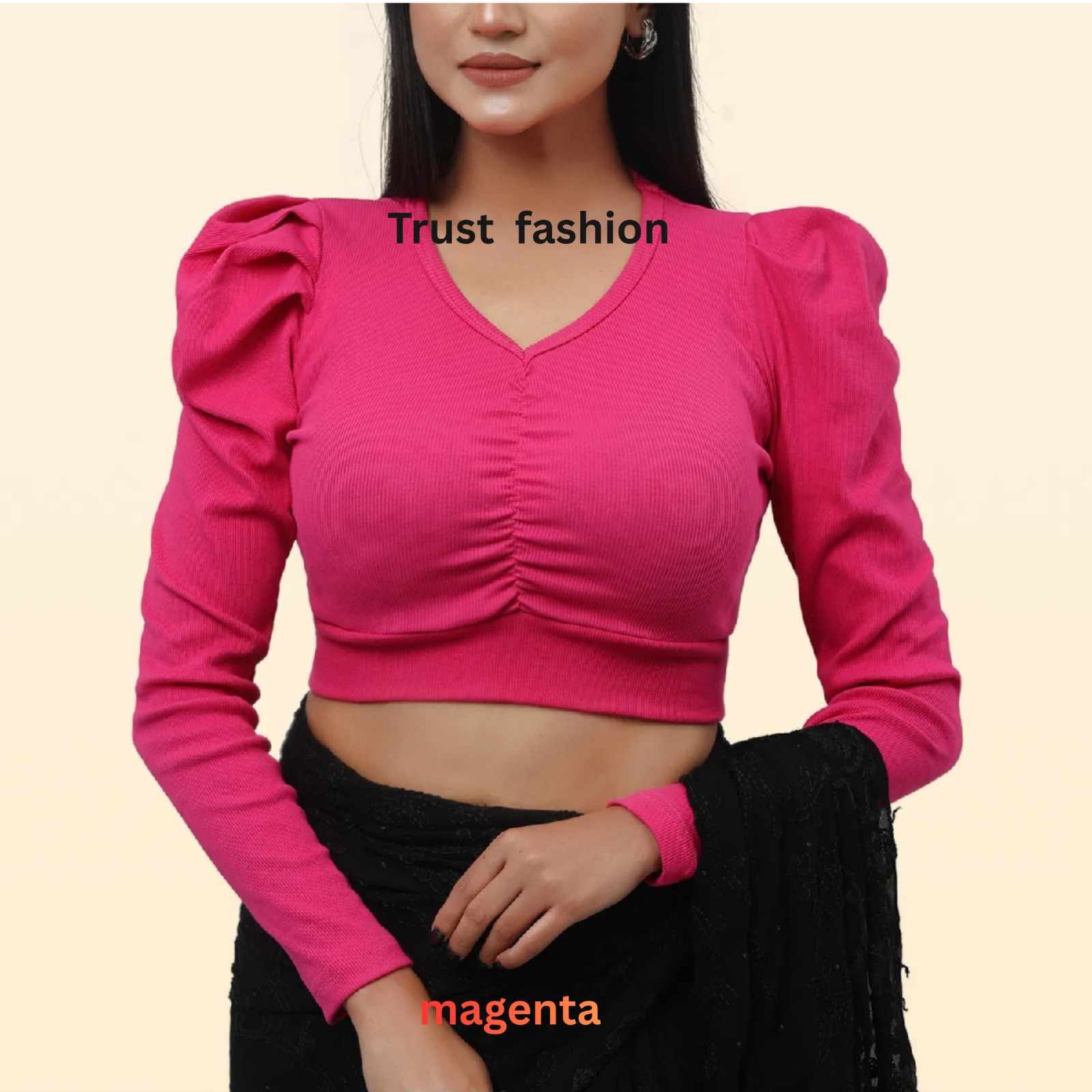 ফুল হাতা ফুল ক্রপ টপ ব্লাউজ