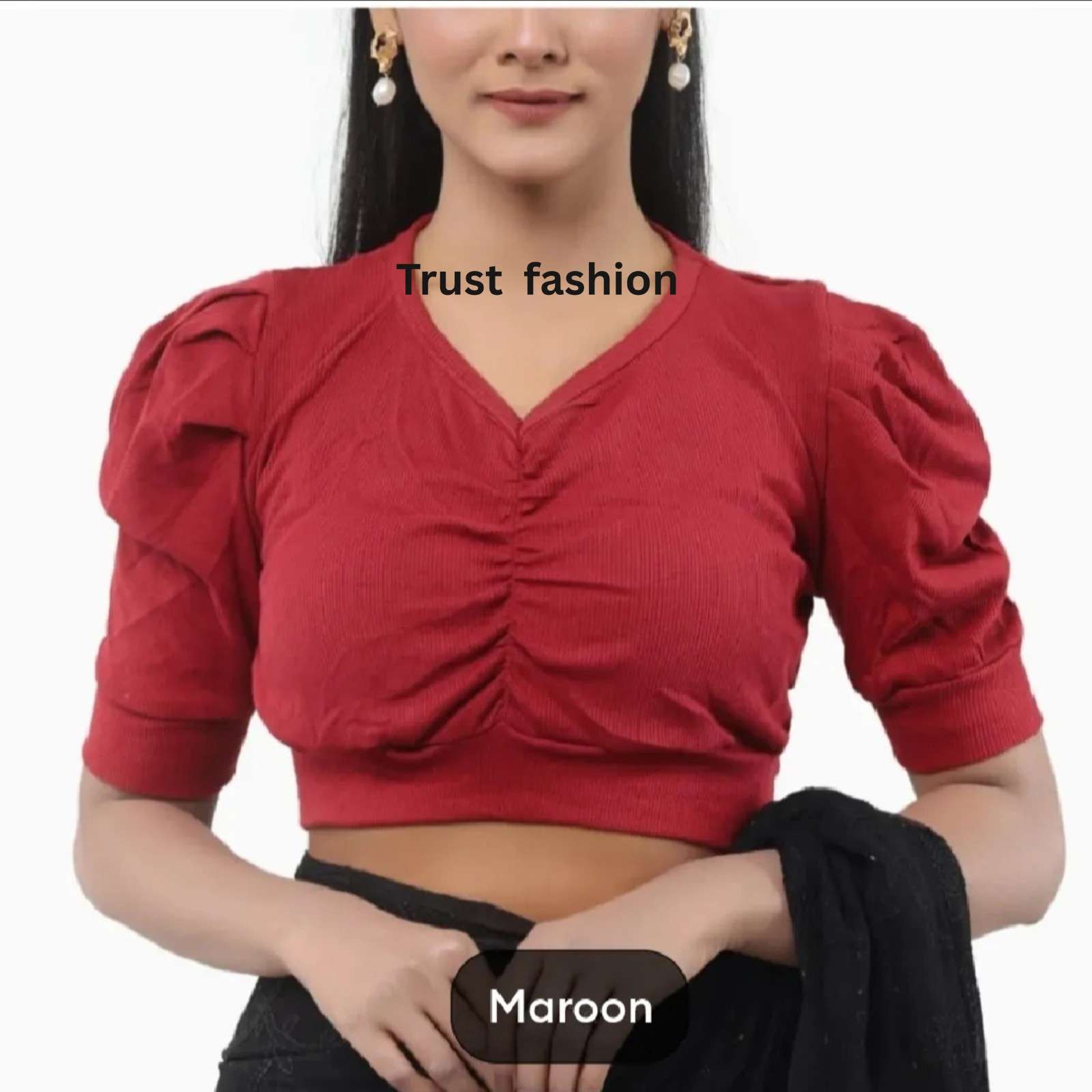 হাফ হাতা হাফ ক্রপ টপ ব্লাউজ