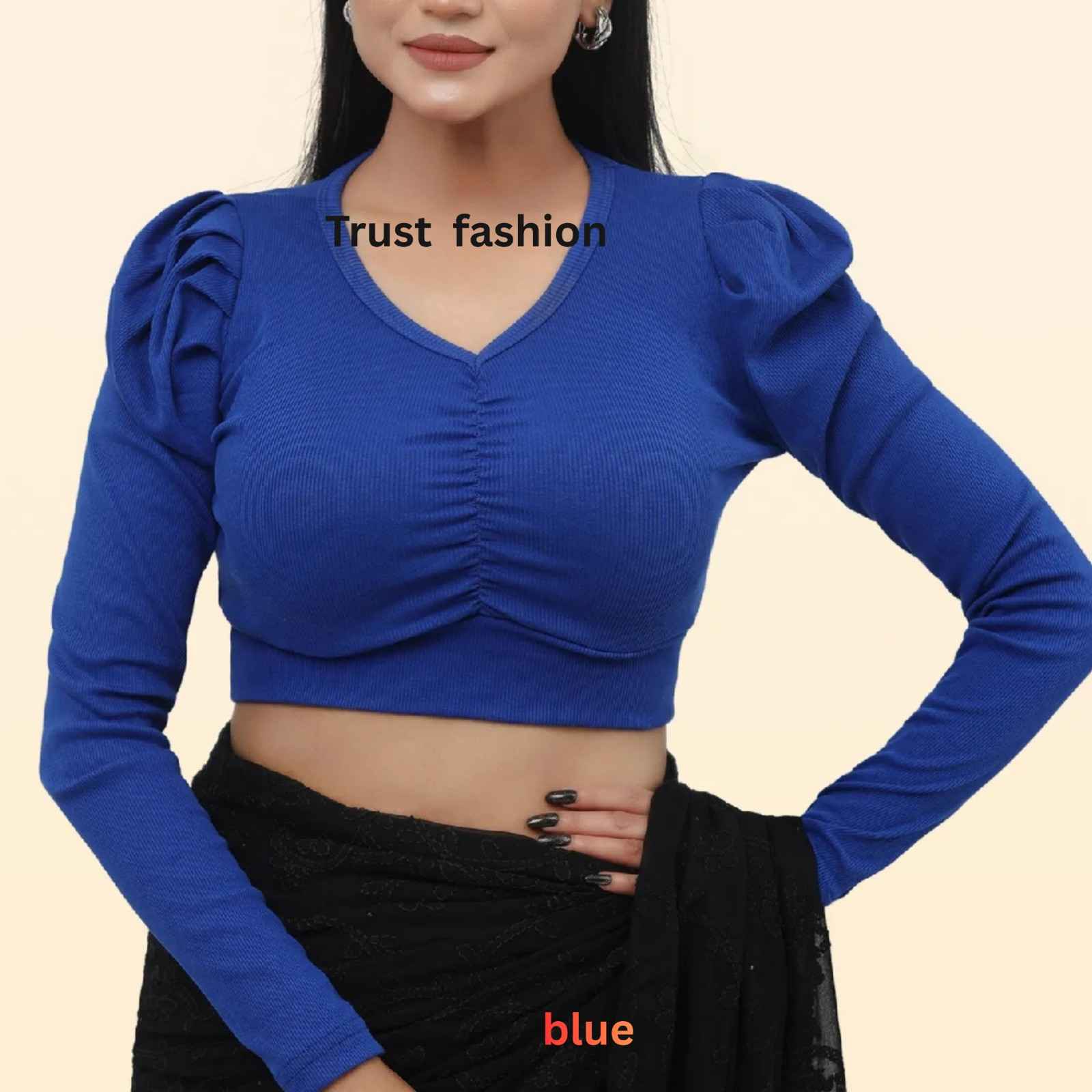 ফুল হাতা ফুল ক্রপ টপ ব্লাউজ