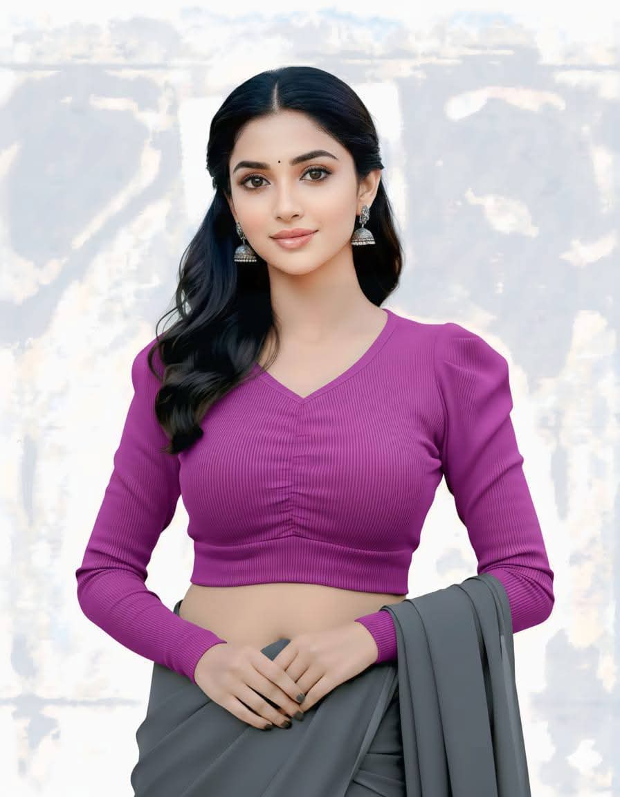 ফুল হাতা ফুল ক্রপ টপ ব্লাউজ