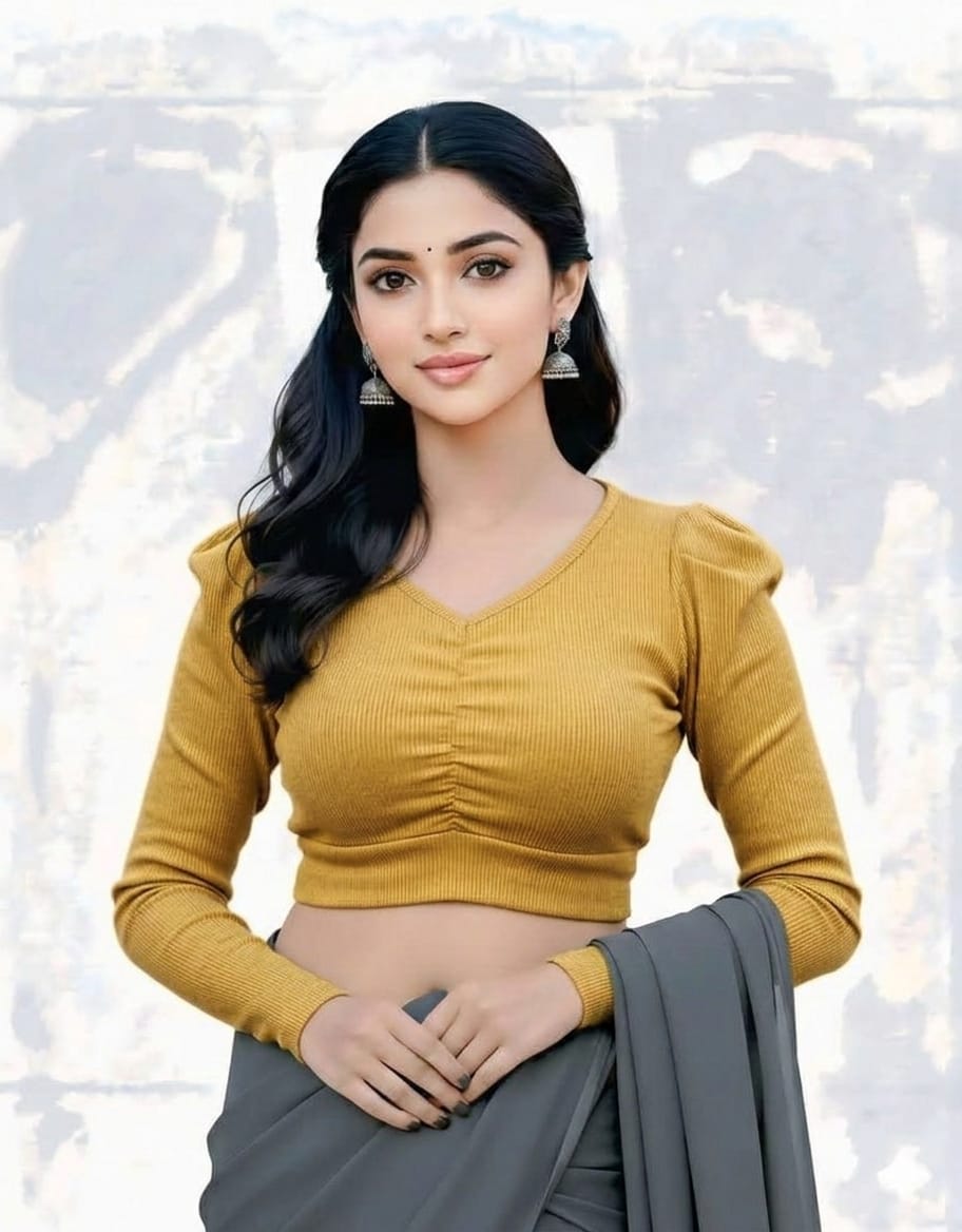 গোল্ডেন কালার ক্রপ টপ ব্লাউজ